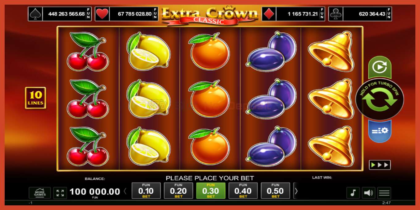 Slot skrinshoti: Extra Crown Classic depozit yoq, raqam - 1