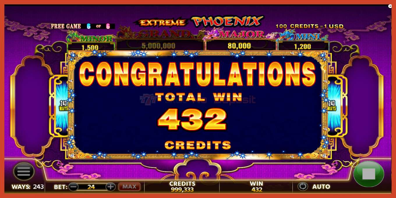 Slot screenshot: Extreme Phoenix no deposit, number - 7