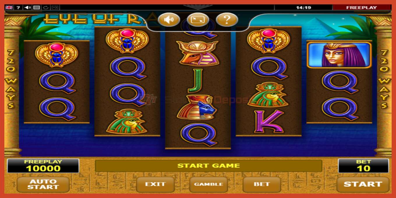 Slot screenshot: Eye of Ra no deposit, number - 2