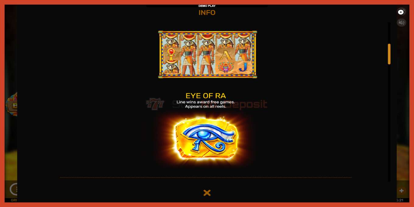 Скріншот слоту: Eyes of Ra без депозиту, номер - 5