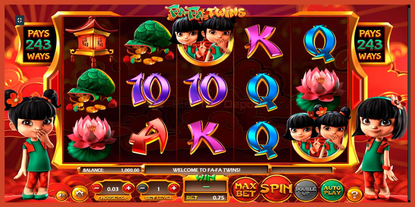 Tangkapan skrin slot: Fa Fa Twins tiada deposit, nombor - 1