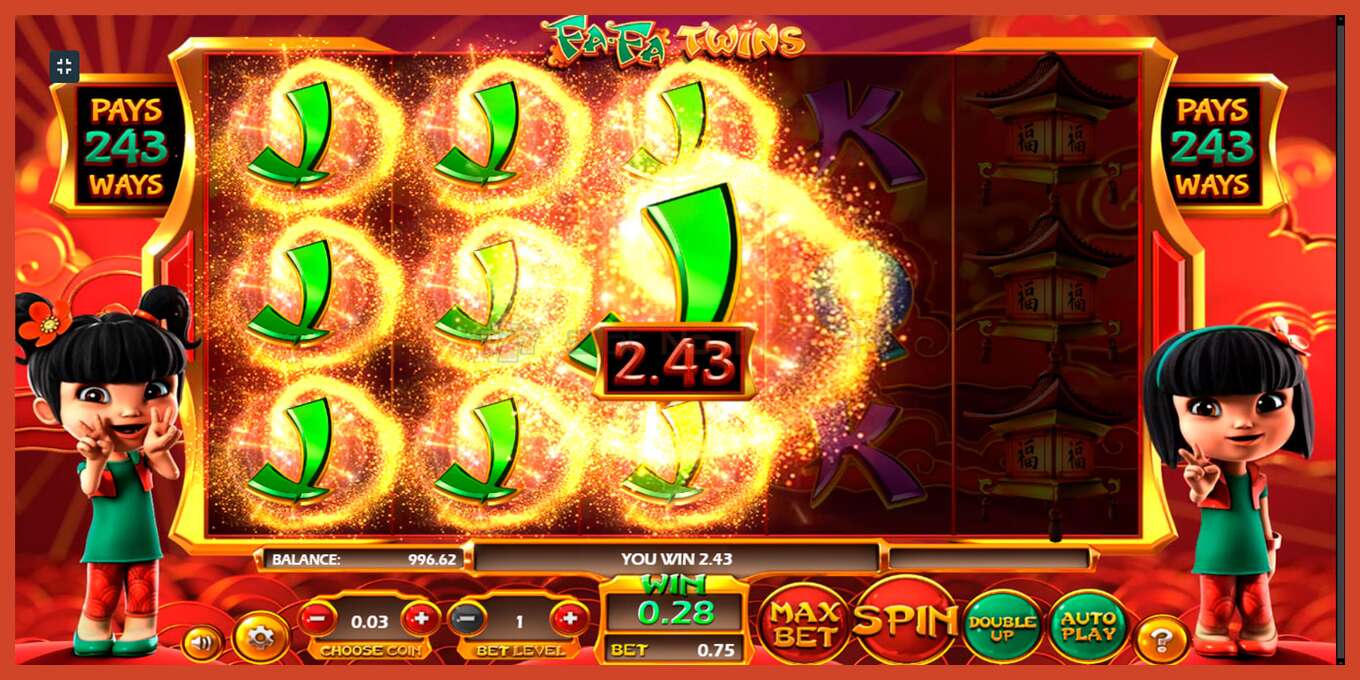 Tangkapan skrin slot: Fa Fa Twins tiada deposit, nombor - 2