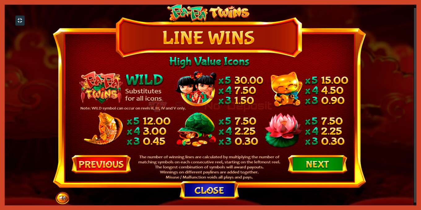 Tangkapan skrin slot: Fa Fa Twins tiada deposit, nombor - 6