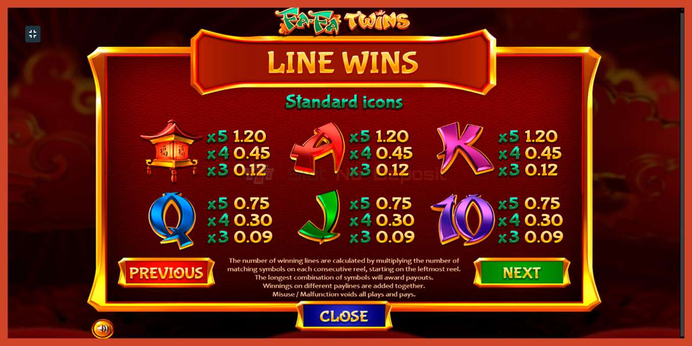 Tangkapan skrin slot: Fa Fa Twins tiada deposit, nombor - 7