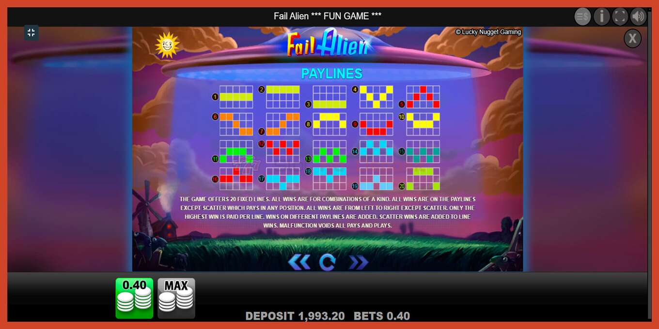 Slot screenshot: Fail Alien no deposit, number - 7