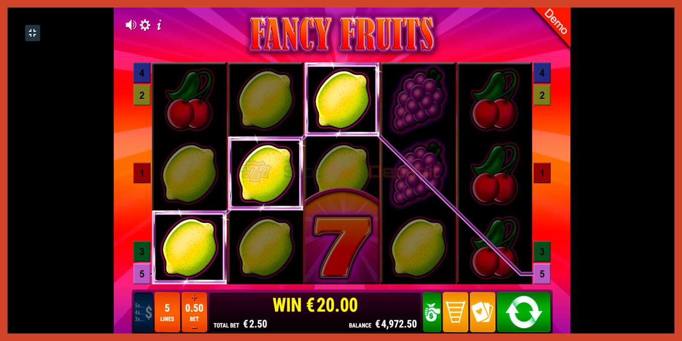 Slot screenshot: Fancy Fruits no deposit, number - 4