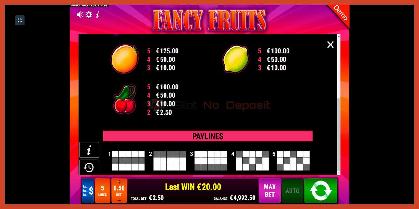 Slot screenshot: Fancy Fruits no deposit, number - 7