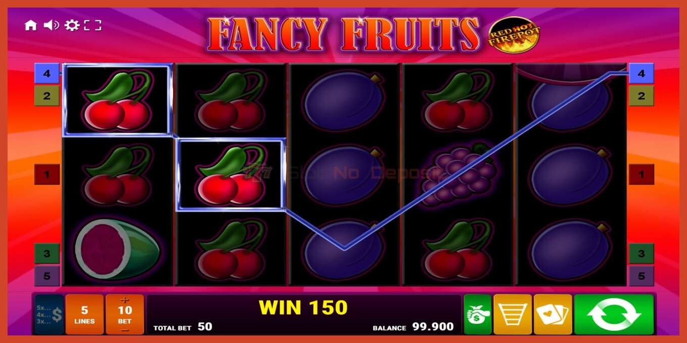 Slot screenshot: Fancy Fruits Red Hot Firepot no deposit, number - 2