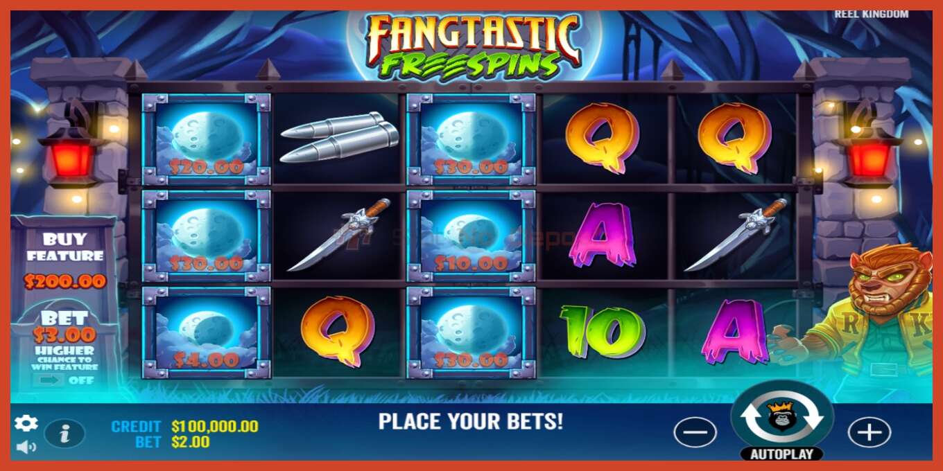 Снимак екрана слота: Fangtastic Freespins без депозита, број - 2