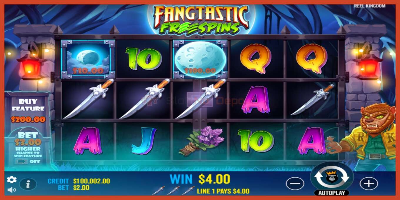 Снимак екрана слота: Fangtastic Freespins без депозита, број - 3