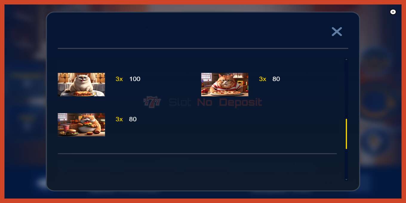 Slot skärmdump: Fat Cats ingen insättning, antal - 7