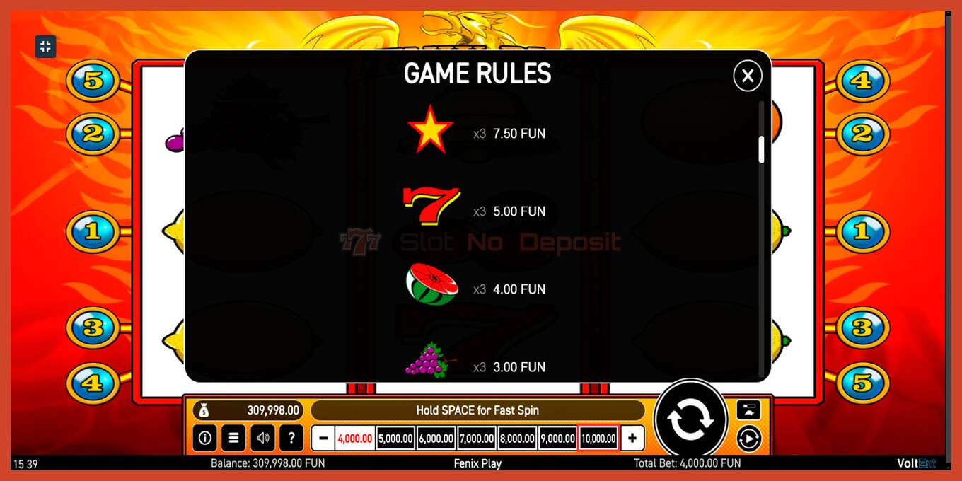 Slot screenshot: Fenix Play no deposit, number - 3