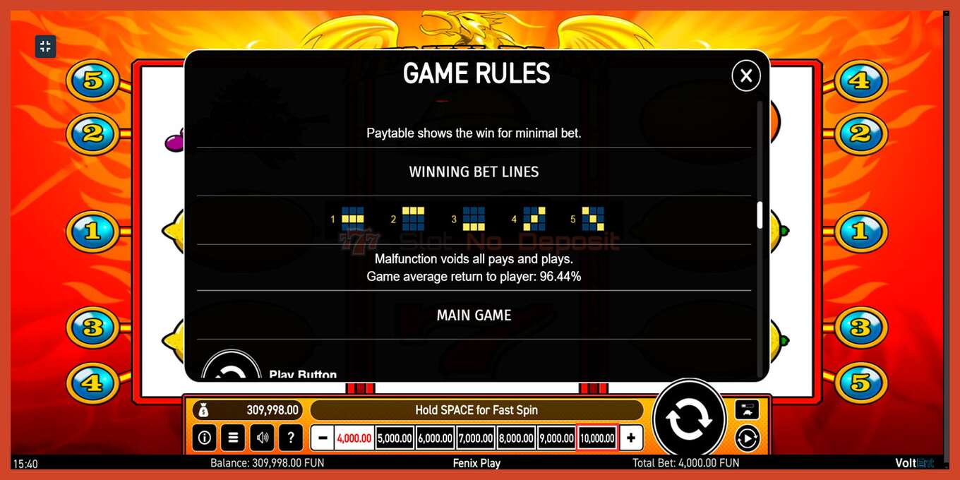 Slot screenshot: Fenix Play no deposit, number - 4