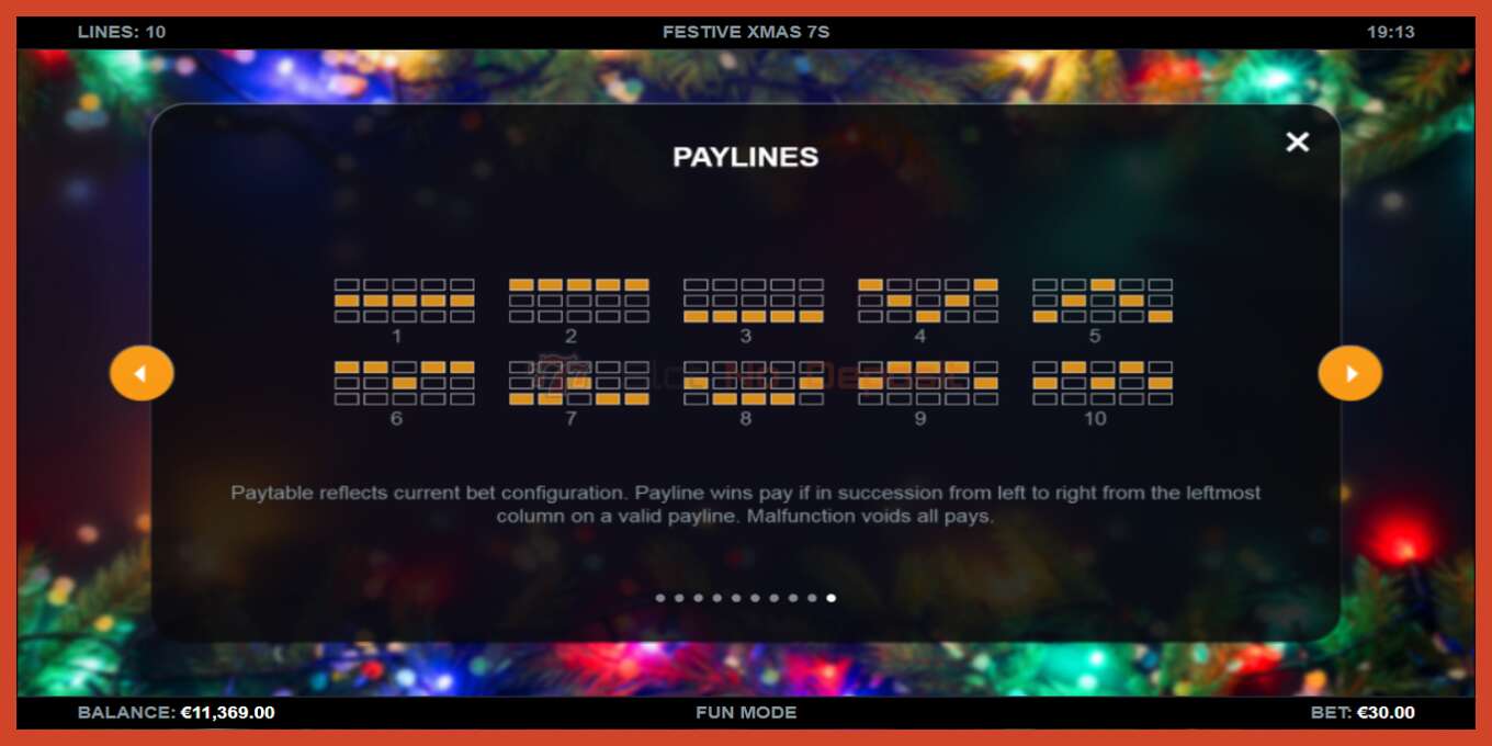 Slot screenshot: Festive Xmas 7s no deposit, number - 7