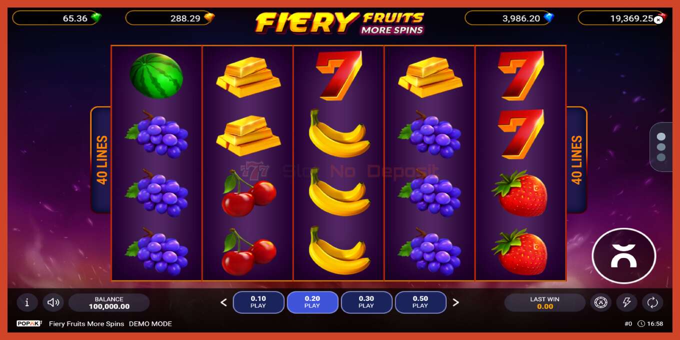 Снимак екрана слота: Fiery Fruits More Spins без депозита, број - 1