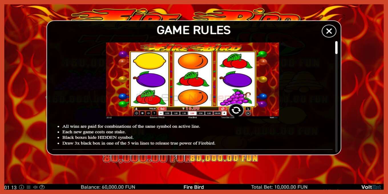 Slot screenshot: Fire Bird no deposit, number - 4