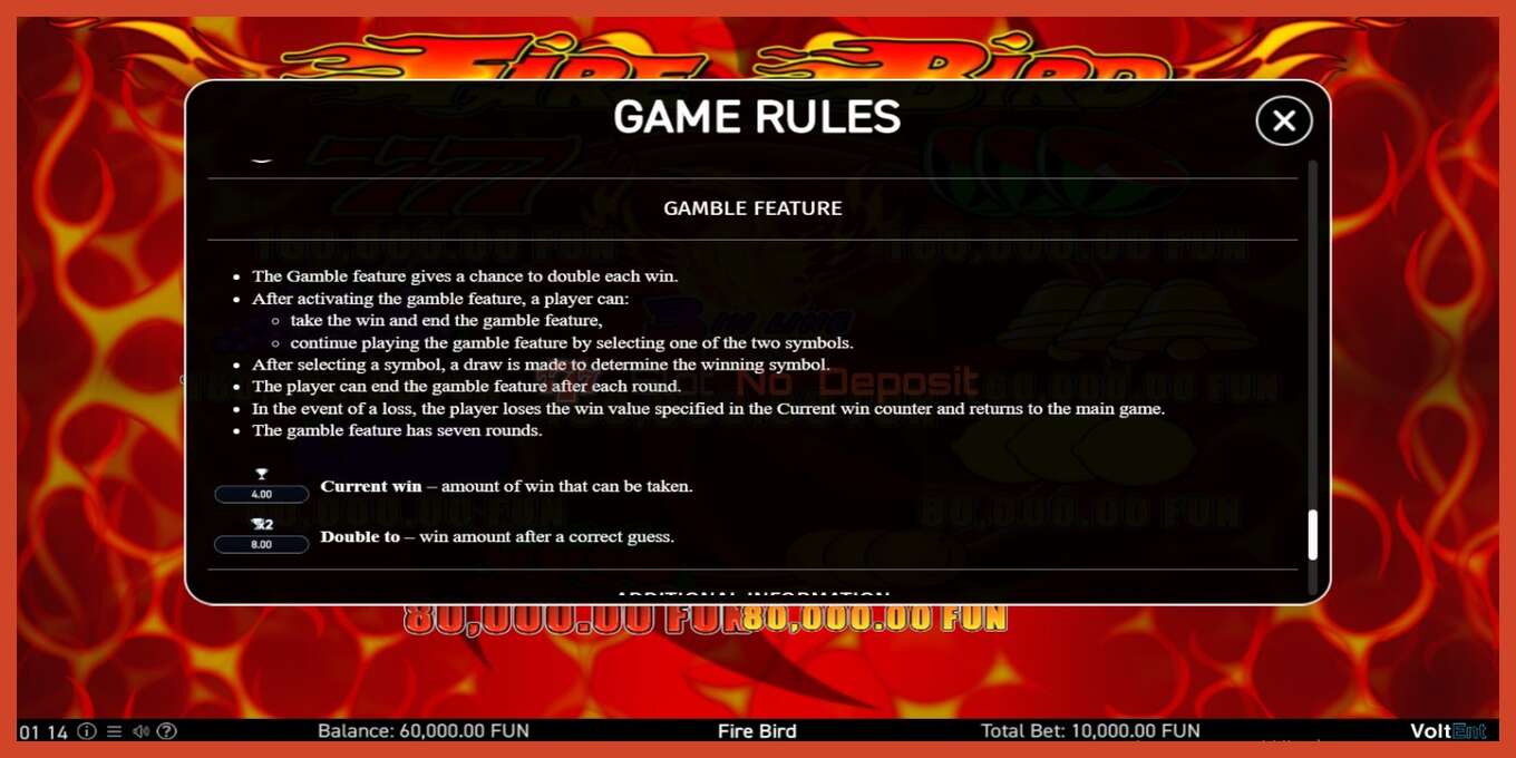 Slot screenshot: Fire Bird no deposit, number - 5