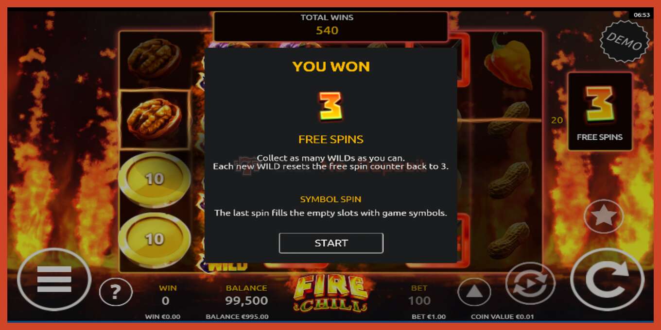 Slot screenshot: Fire Chili bez depozita, broj - 1