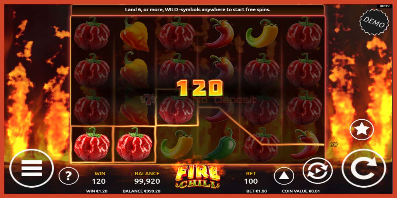 Slot screenshot: Fire Chili bez depozita, broj - 4