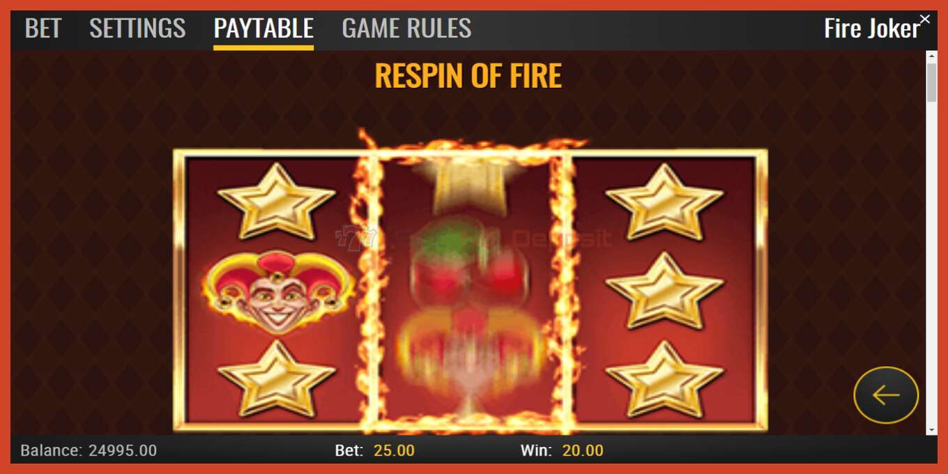 Schermafbeelding van slot: Fire Joker geen aanbetaling, nummer - 5