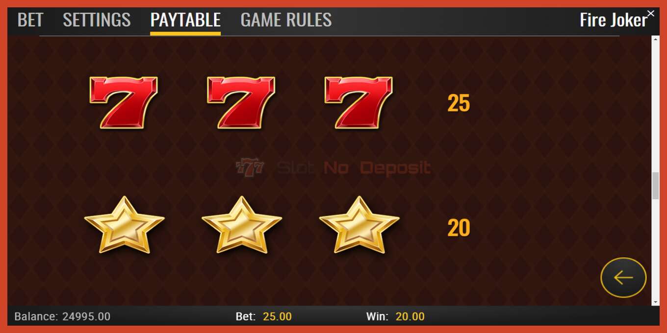 Slot screenshot: Fire Joker no deposit, number - 6