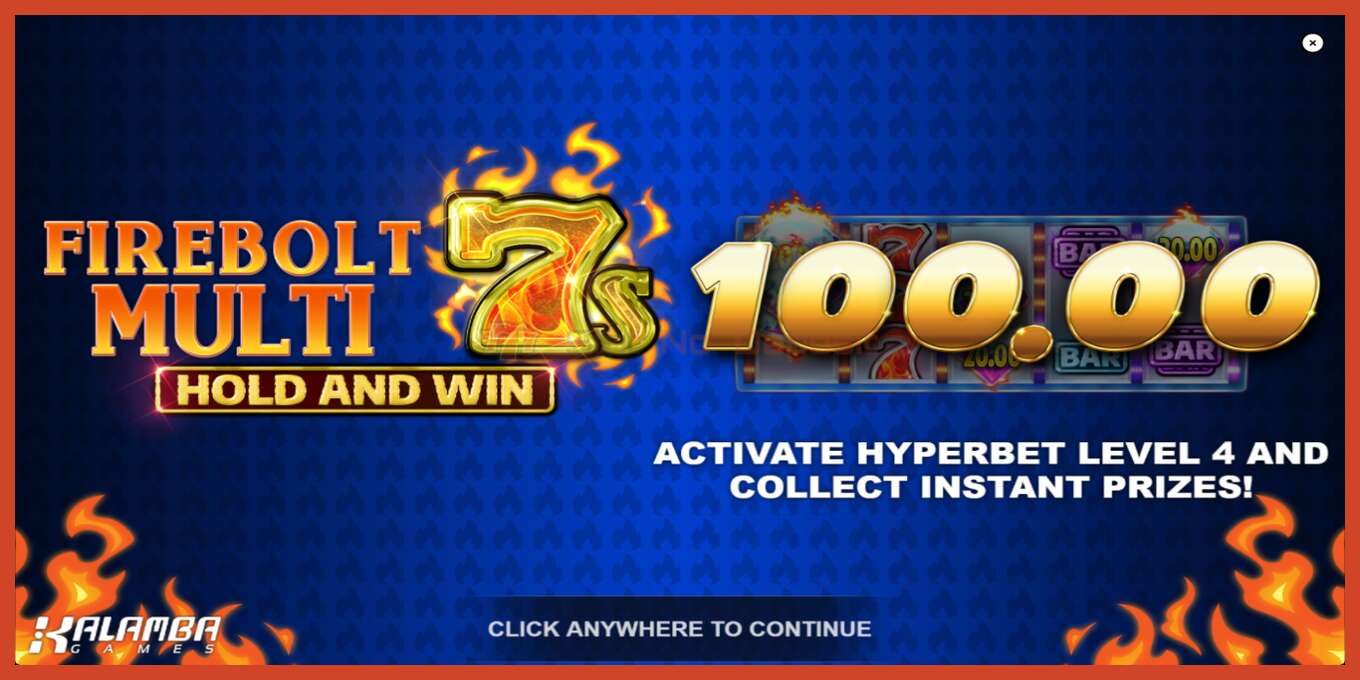 Slot screenshot: Firebolt Multi 7s Hold and Win no deposit, number - 1