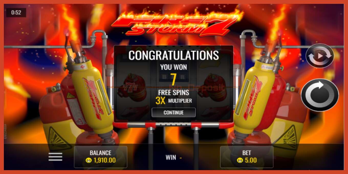 Slot screenshot: Firestorm 7 no deposit, number - 2