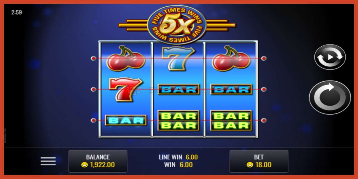 Captura de pantalla do slot: Five Times Wins sen depósito, número - 2