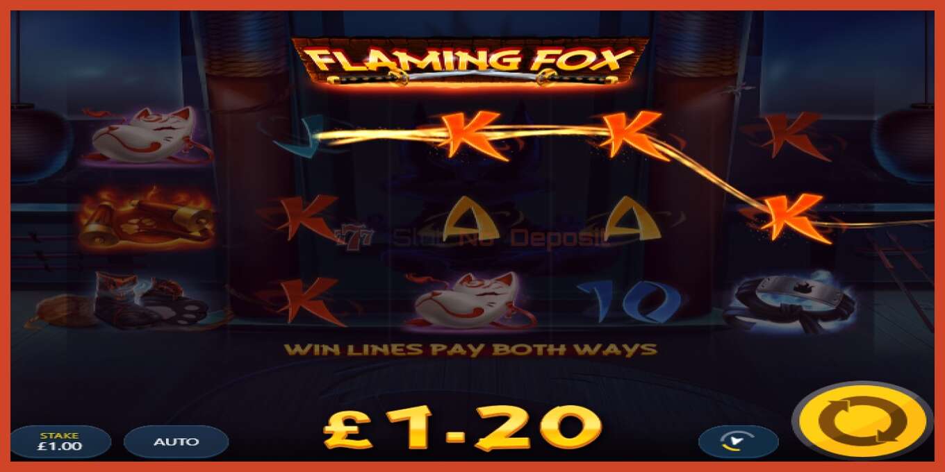 老虎机截图: Flaming Fox 没有押金, 数字 - 3