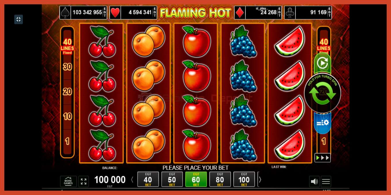 Slot screenshot: Flaming Hot hakuna amana, nambari - 1