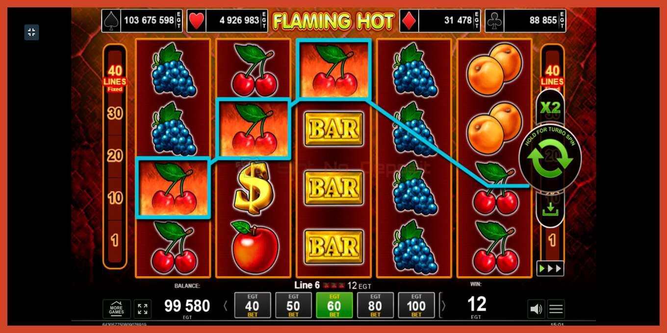 Slot screenshot: Flaming Hot hakuna amana, nambari - 6