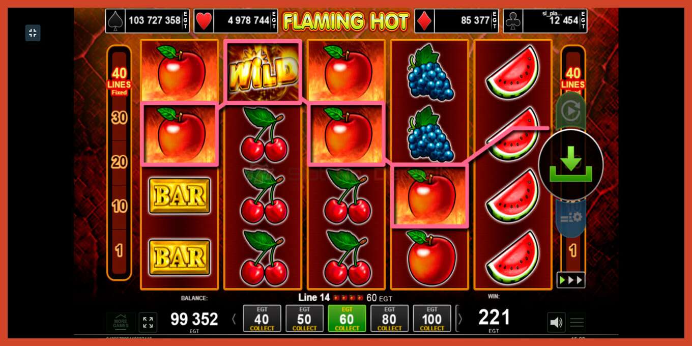 Slot screenshot: Flaming Hot hakuna amana, nambari - 8