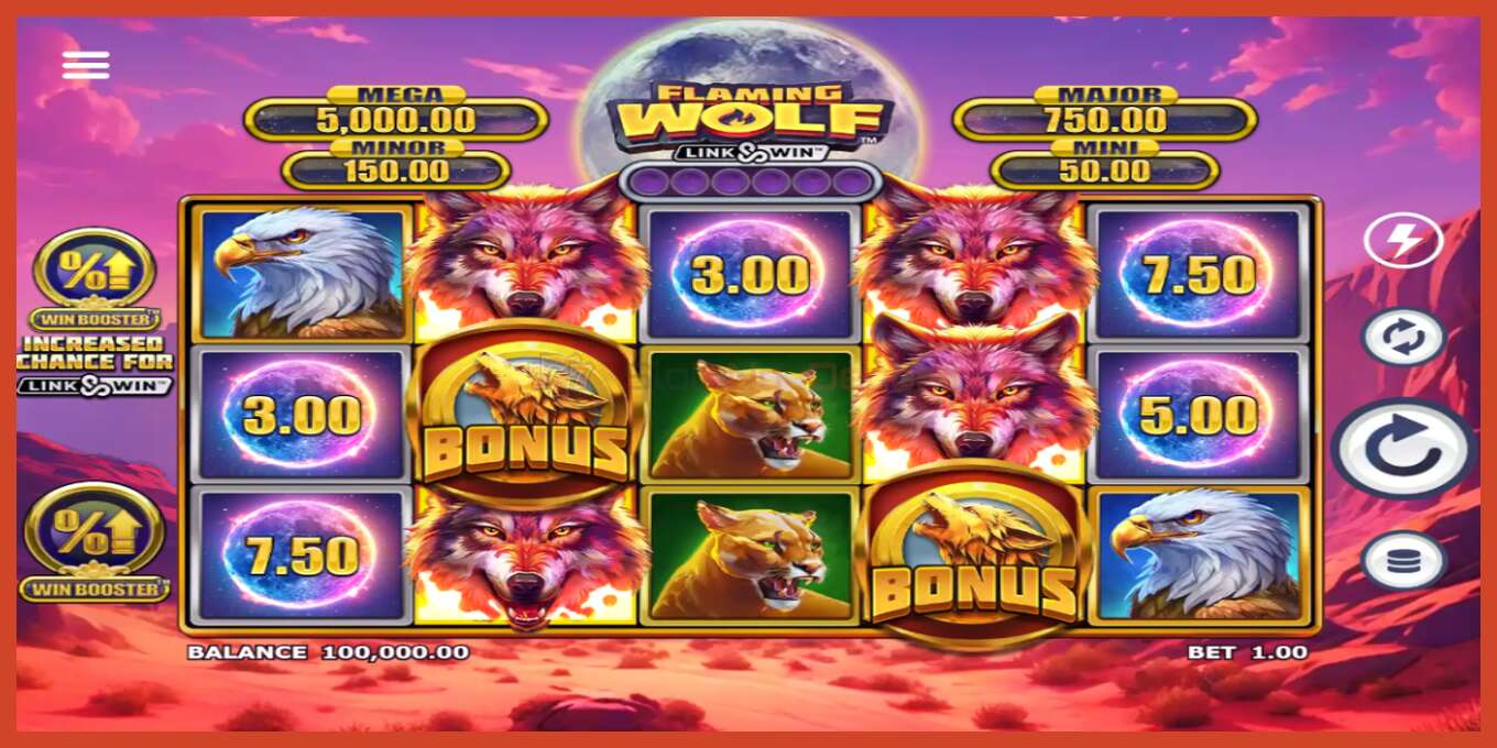 Slot screenshot: Flaming Wolf Link & Win no deposit, number - 2