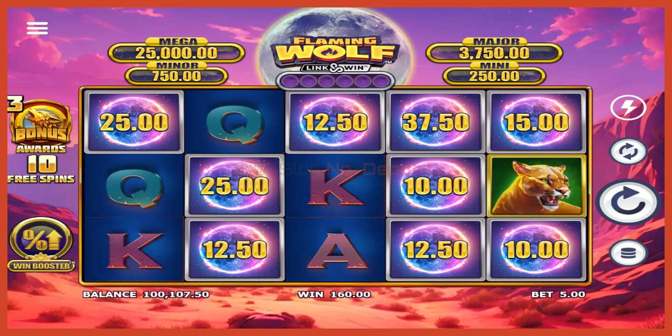 Slot screenshot: Flaming Wolf Link & Win no deposit, number - 4