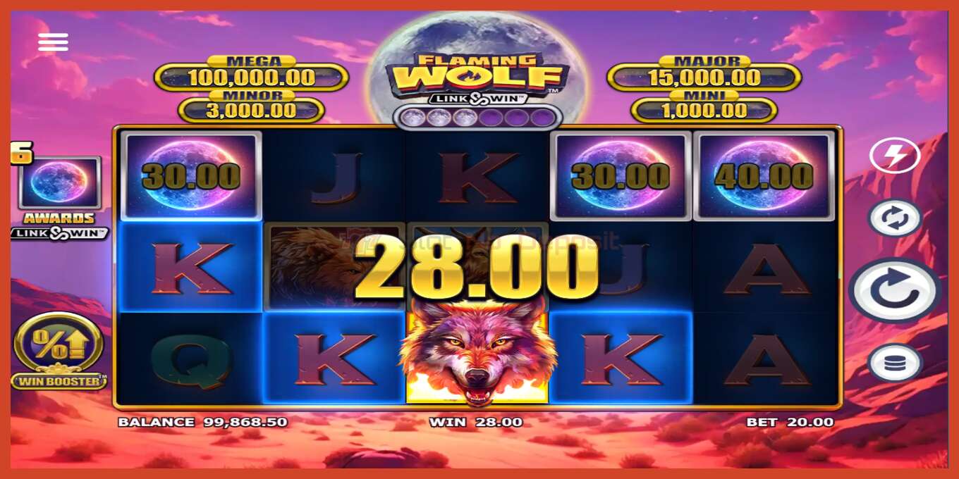 Slot screenshot: Flaming Wolf Link & Win no deposit, number - 5