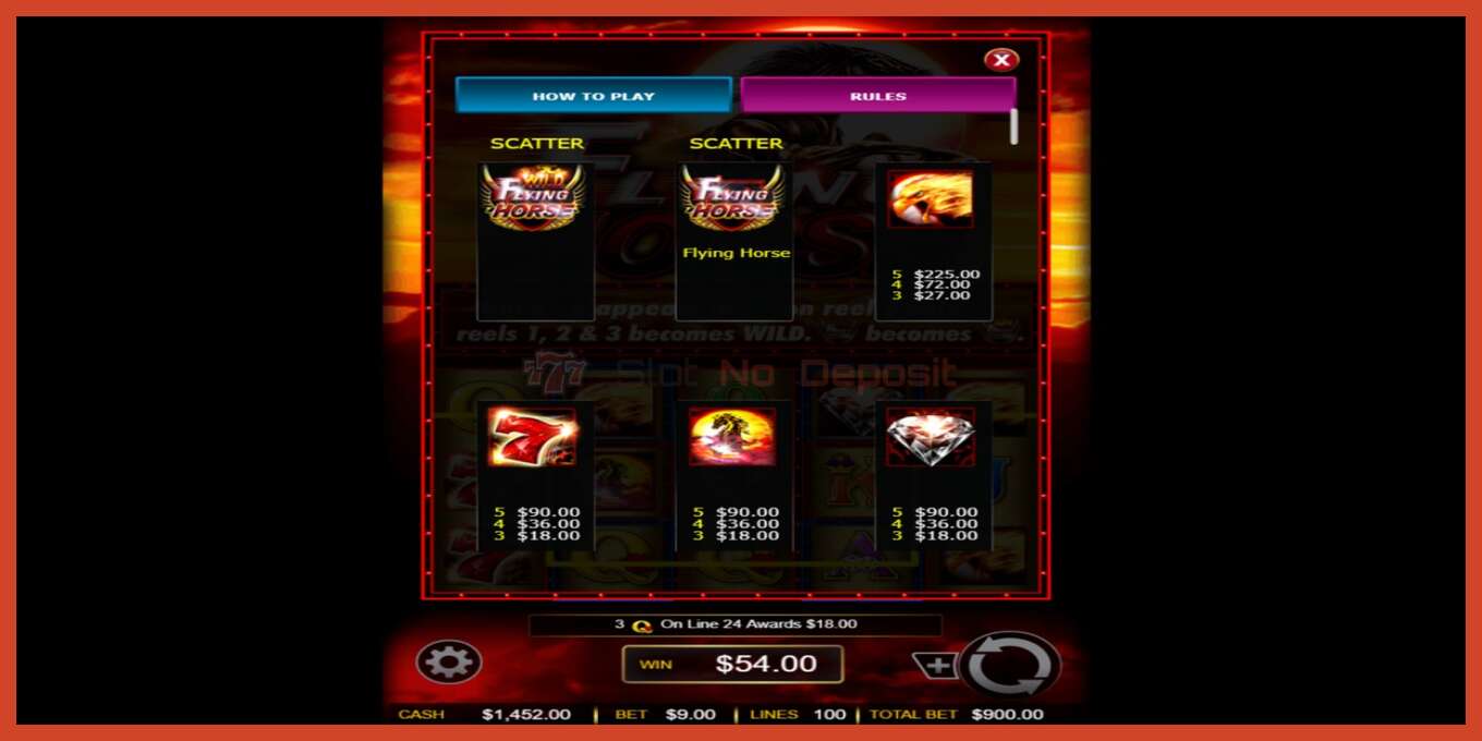 Slot screenshot: Flying Horse no deposit, number - 4