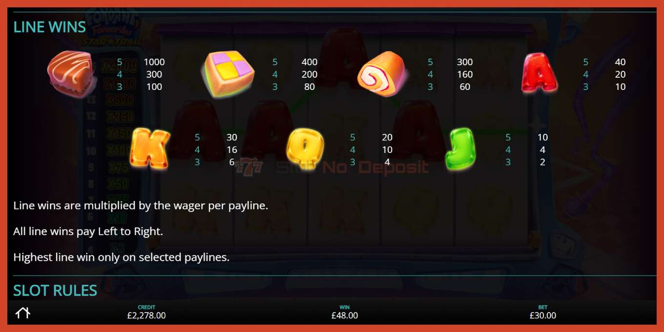 Slot screenshot: Fondant Favourites Star Trail bez depozita, broj - 6