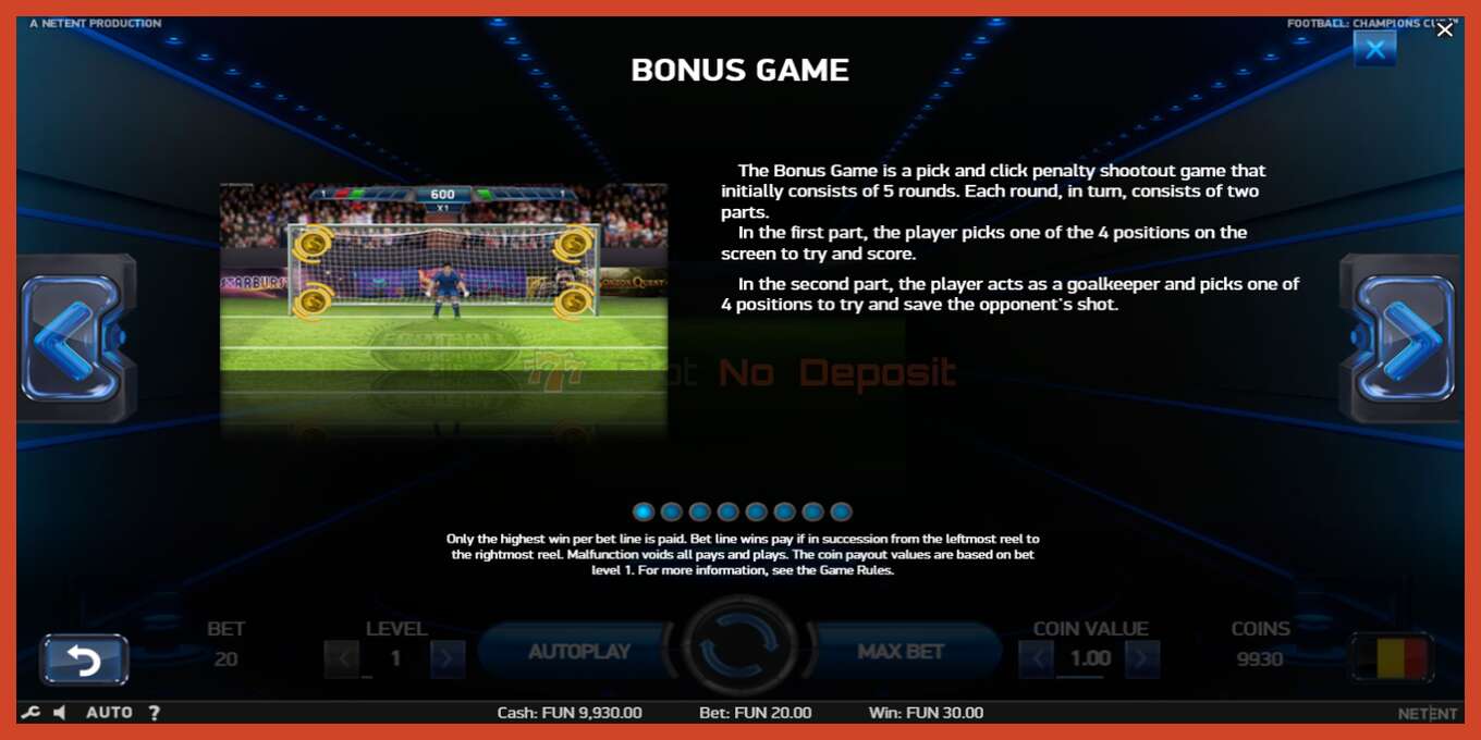 Slot screenshot: Football Champions Cup no deposit, number - 5