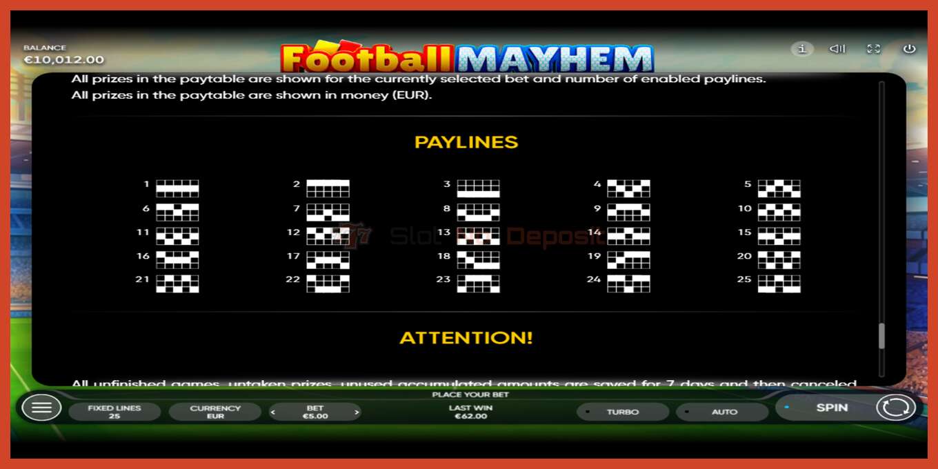 Slot screenshot: Football Mayhem no deposit, number - 7