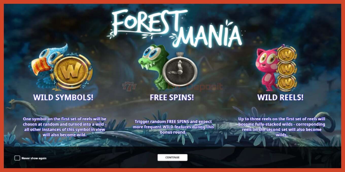 Slot screenshot: Forest Mania no deposit, number - 1