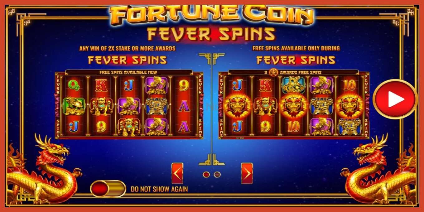 Slota ekrānuzņēmums: Fortune Coin Fever Spins nav depozīta, numuru - 3