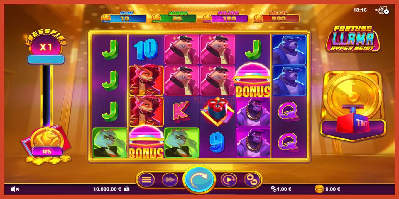 Slot skærmbillede: Fortune Llama Hyper Heist intet depositum, antal - 2