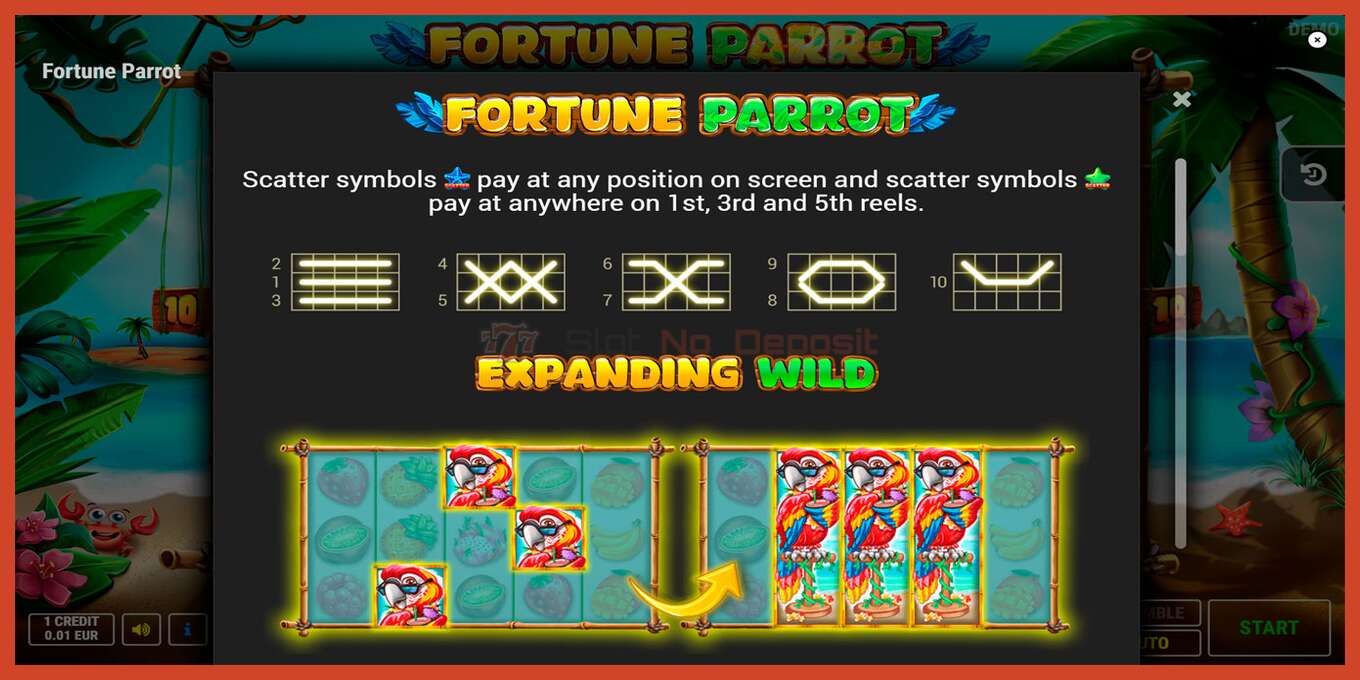 Slot screenshot: Fortune Parrot no deposit, number - 7