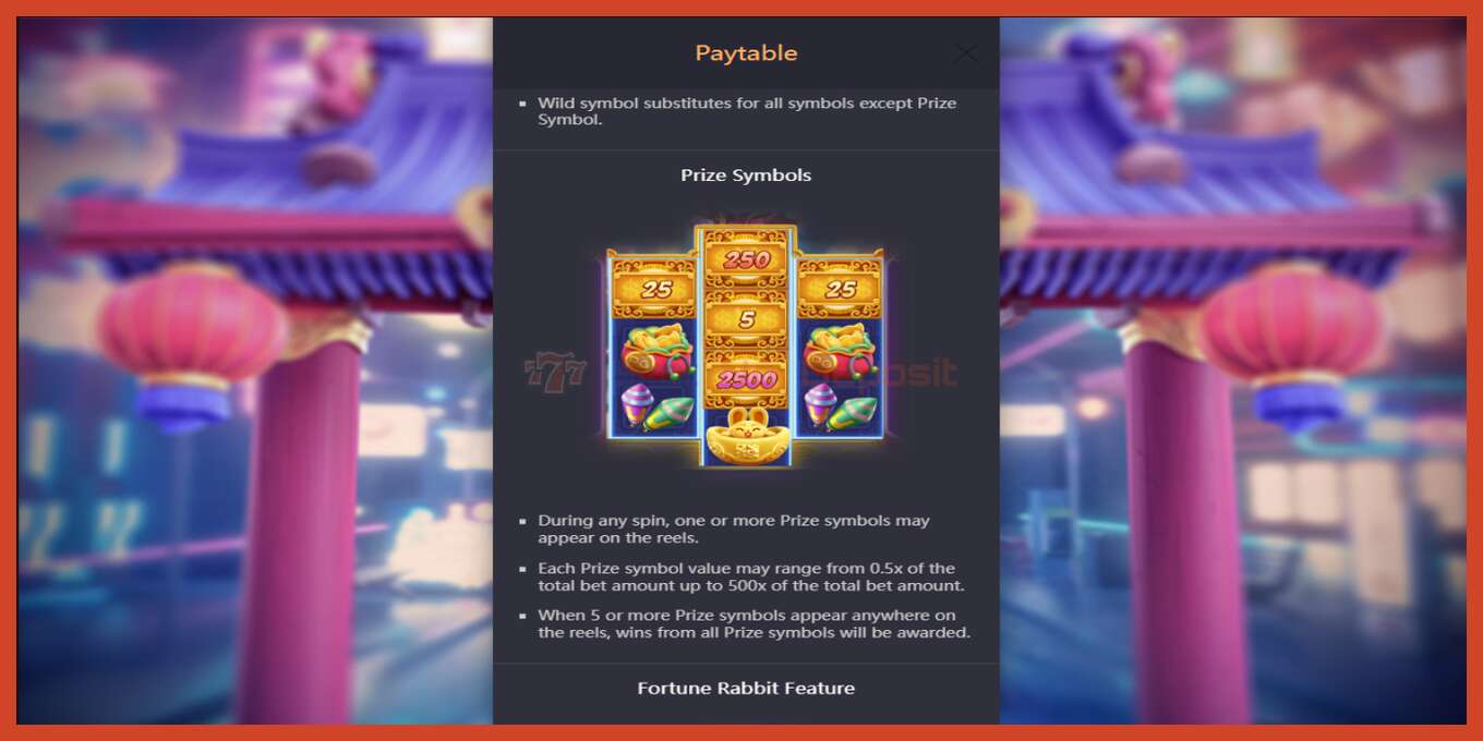 Slot screenshot: Fortune Rabbit no deposit, number - 6