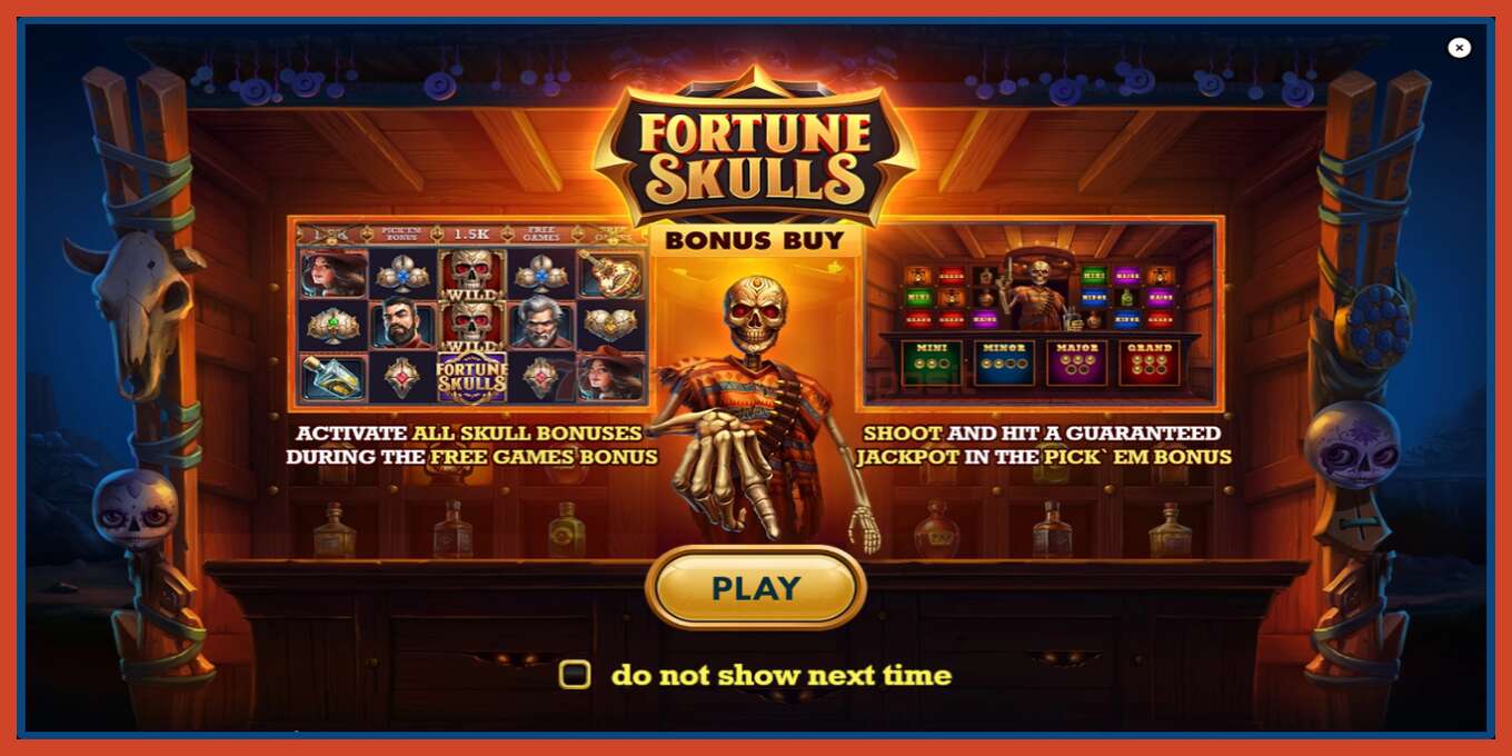 Slot screenshot: Fortune Skulls Bonus Buy no deposit, number - 1