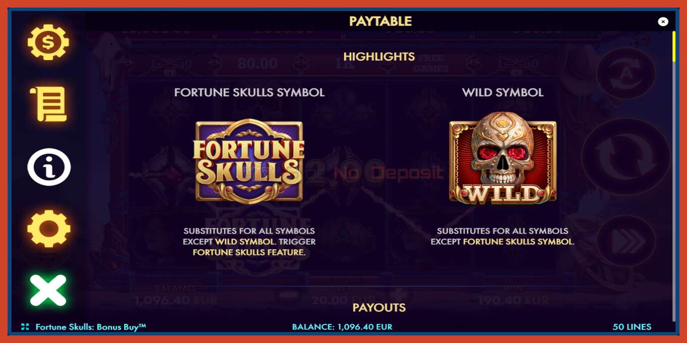 Slot screenshot: Fortune Skulls Bonus Buy no deposit, number - 5