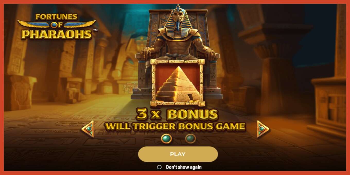 Slot screenshot: Fortunes of Pharaohs no deposit, number - 1