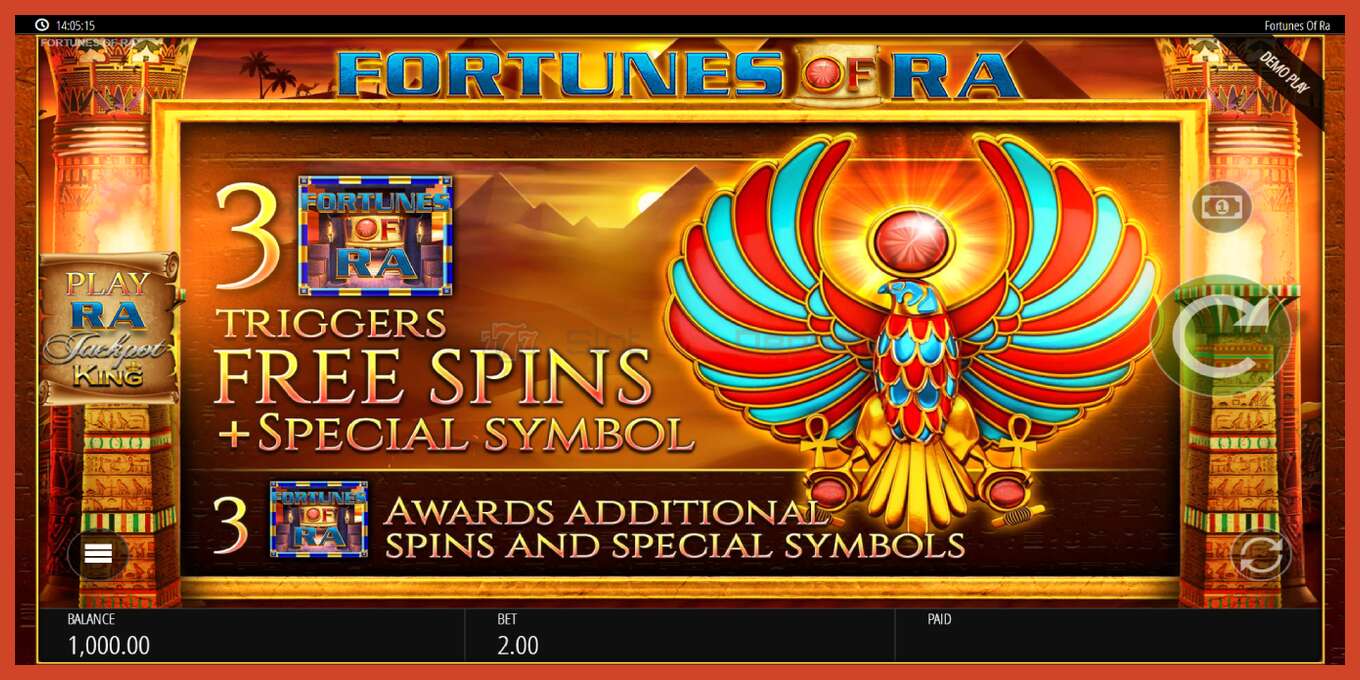 Slot screenshot: Fortunes of Ra no deposit, number - 2