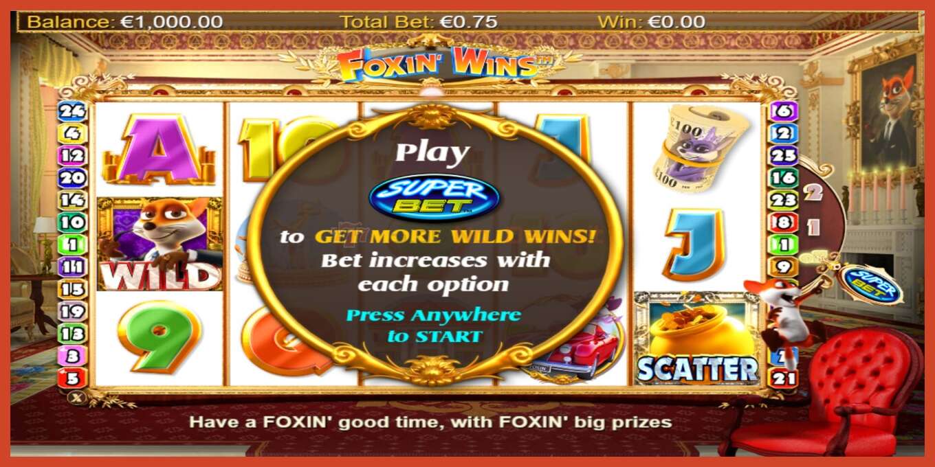 Slot screenshot: Foxin Wins no deposit, number - 1