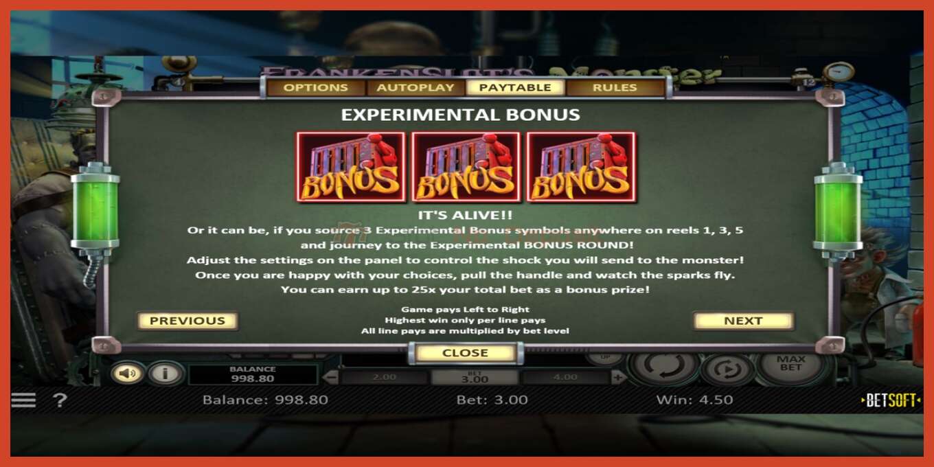 Slot screenshot: Frankenslots Monster no deposit, number - 5